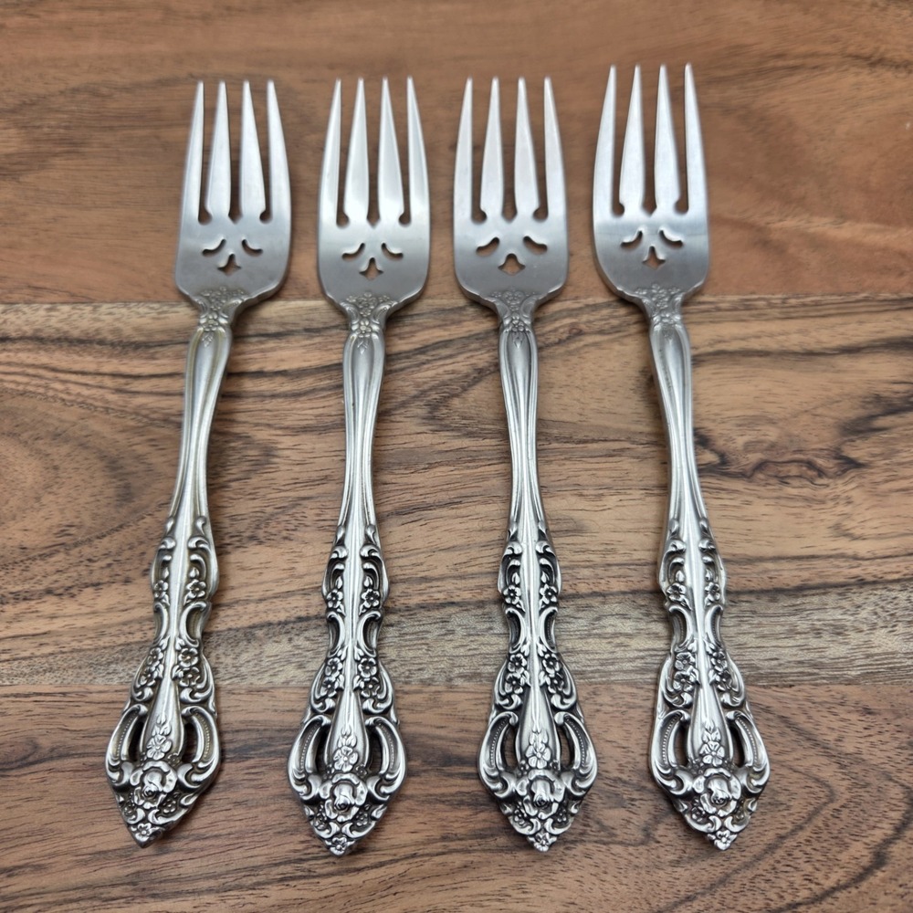 Set Of‎ 4 Oneida Michelangelo Cube Heirloom Stainless Steel 18/10 Salad Forks